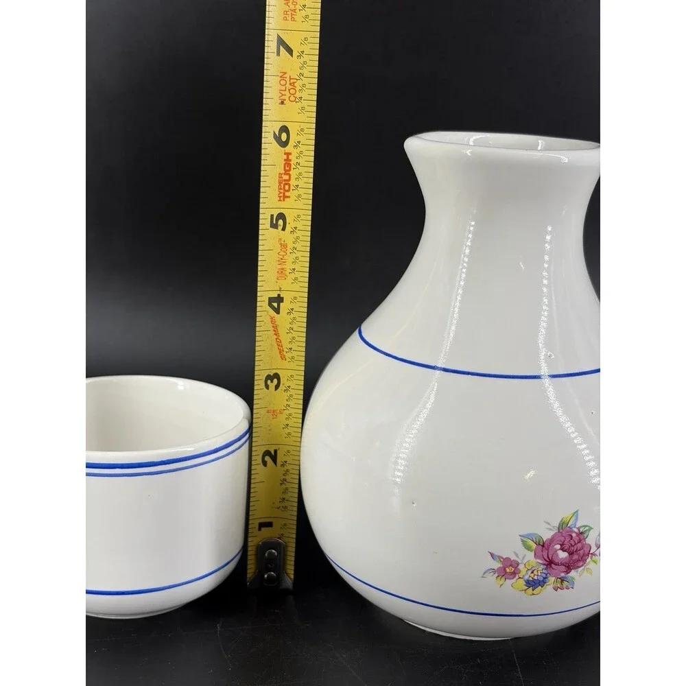 Carafe & Bedside Porcelain Cup Tumble Up Transfer ware Roses